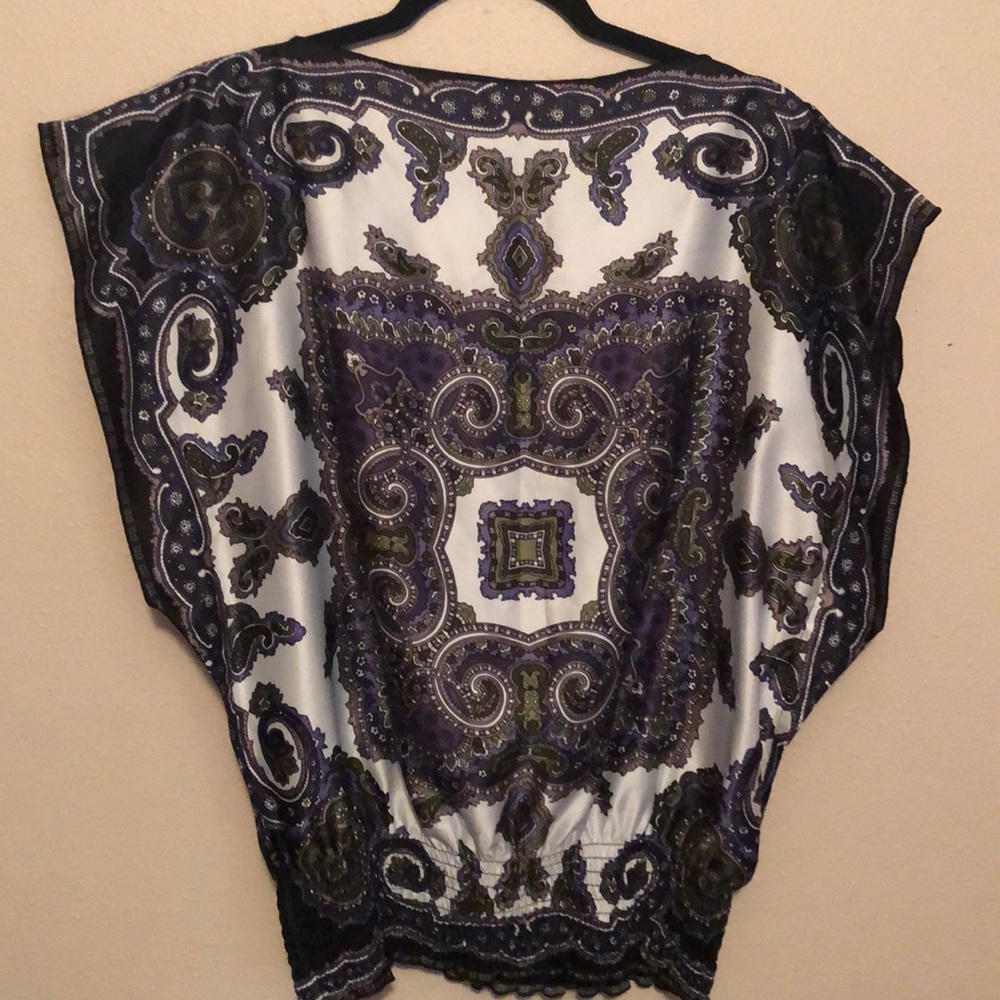 Blouson style paisley print top